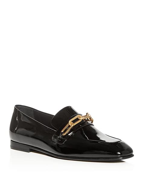 burberry link patent leather apron toe loafers